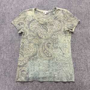 Great North West T-Shirt Women's Large Paisley Lightweight Green Y2K